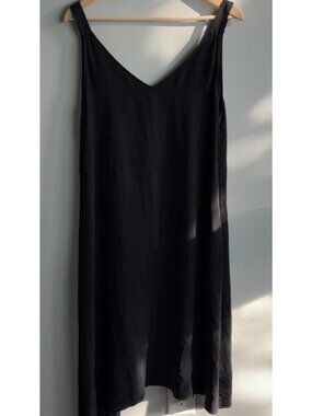 Rag & Bone Black Sleeveless V-Neck Asymmetrical Midi Dress Triacetate Women’s